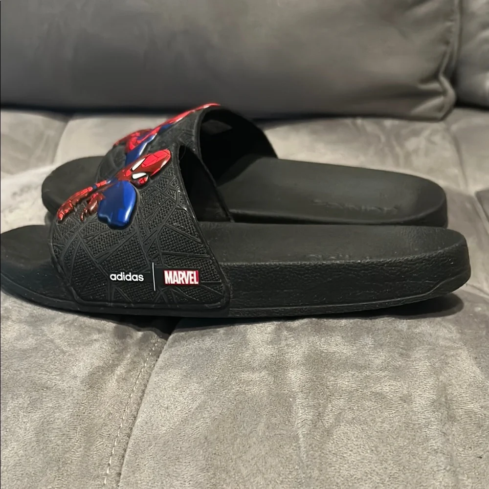 Adidas Spider-Man Black and Blue Slippers with Comfort and Style Size 5
